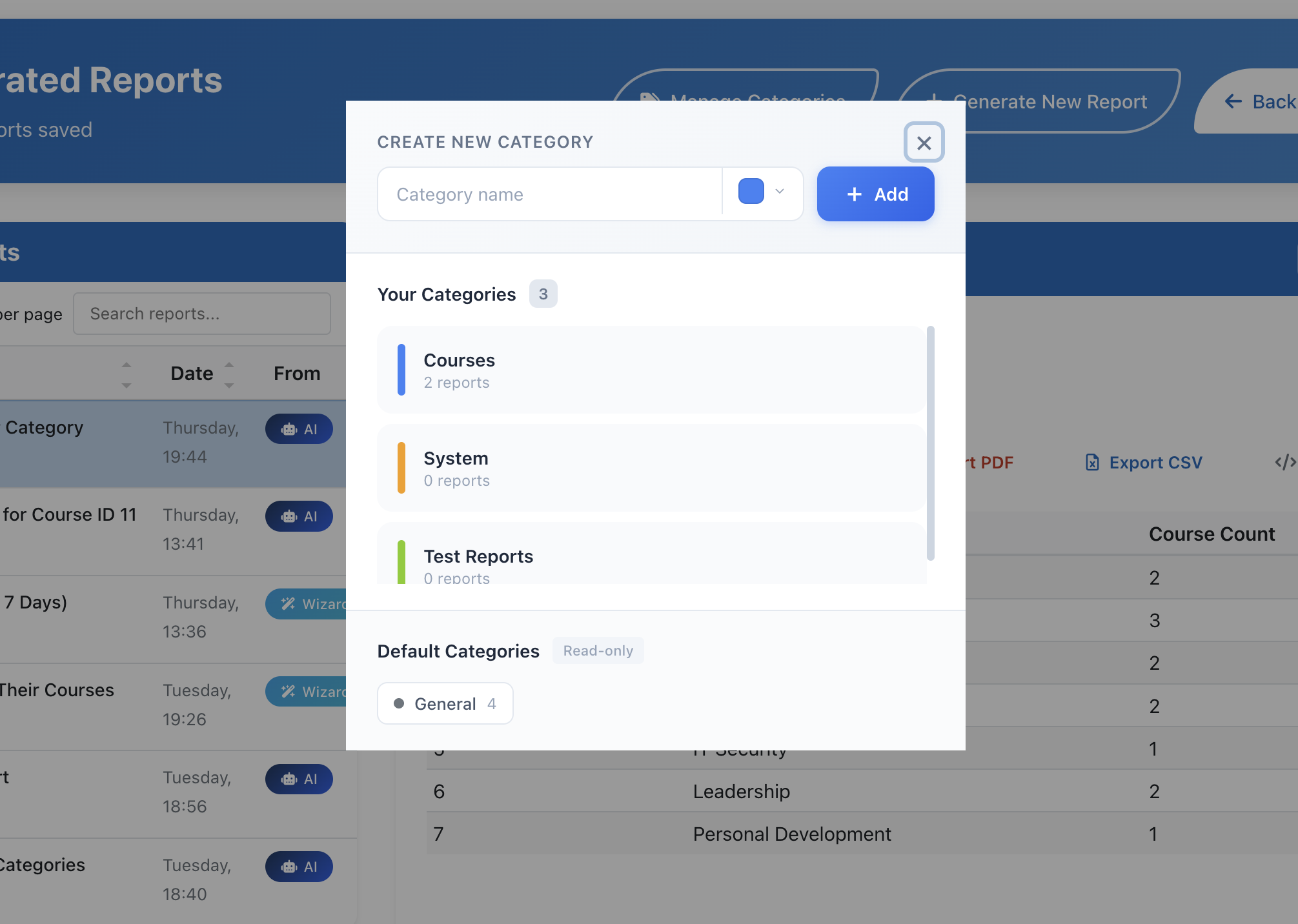 Categorías Personalizadas - Cree sus propias plantillas de informes